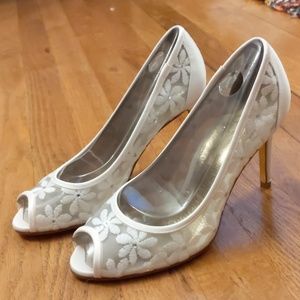 Adrianna Papell Ivory Sophia Floral Mesh Shoes